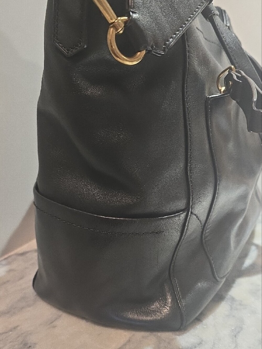 Reed Krakoff Large Black Leather Shoulder Tote with Gold Hardware - Picture 14 of 16